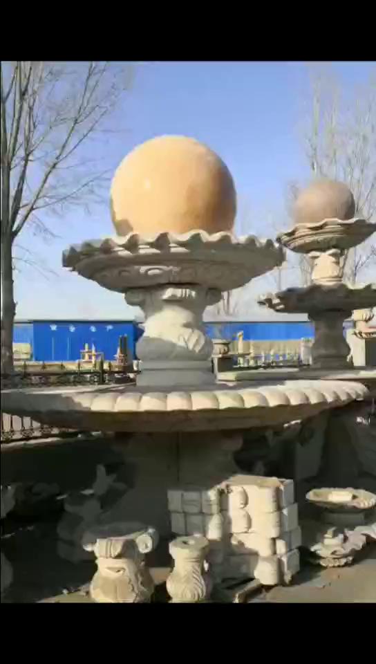 河北大型花岗岩石雕喷泉风水球安装实例介绍